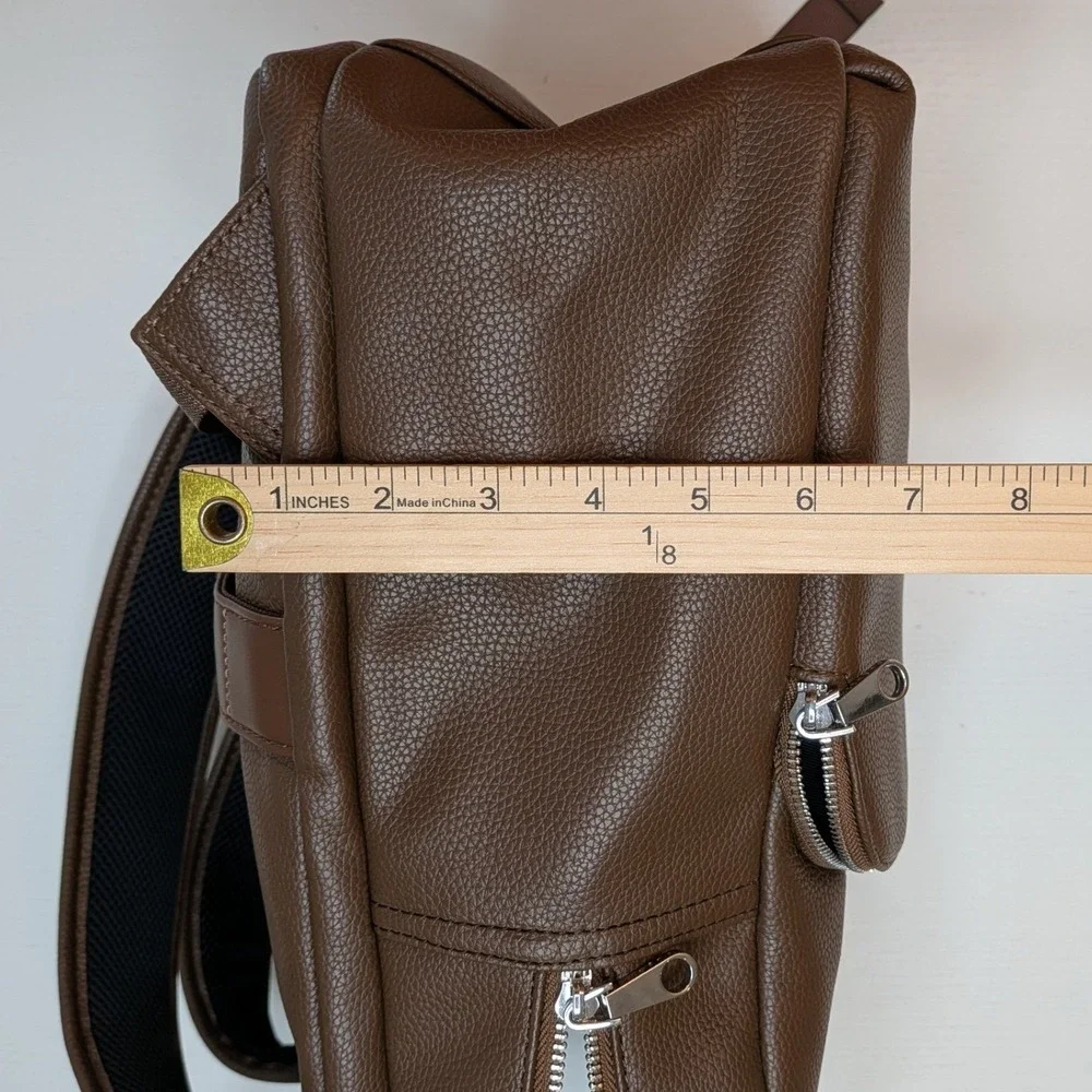 Bugatti BKP2466BU Brown Vegan Leather Laptop Backpack Travel Work Bag